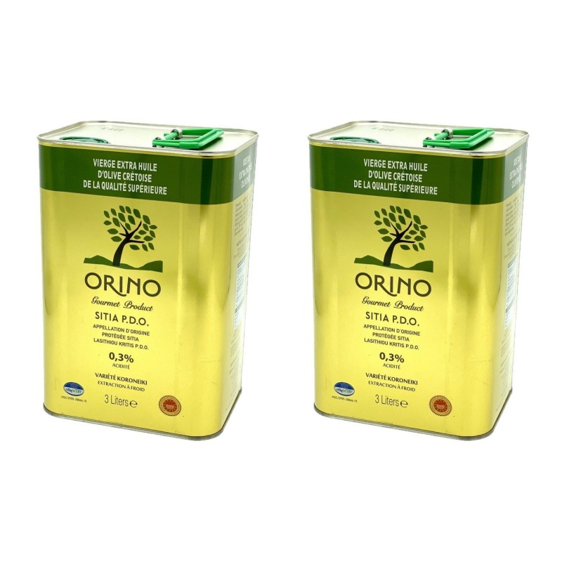 Lot 2x Huile d'olive extra vierge de Crète AOP - Orino - bidon 3 litres