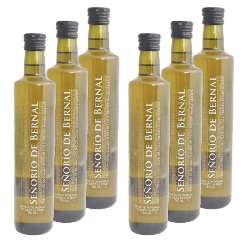 Lot 6x Huile olive extra vierge - pressée à froid - bouteille 500ml