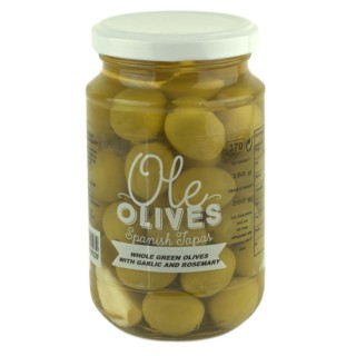 Olives Manzanilla entières à l'ail et romarin - pot 350g