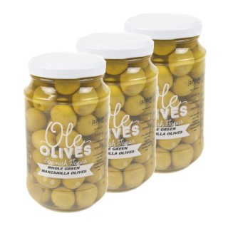 Lot 3x Olives Manzanilla entières -pot 350g