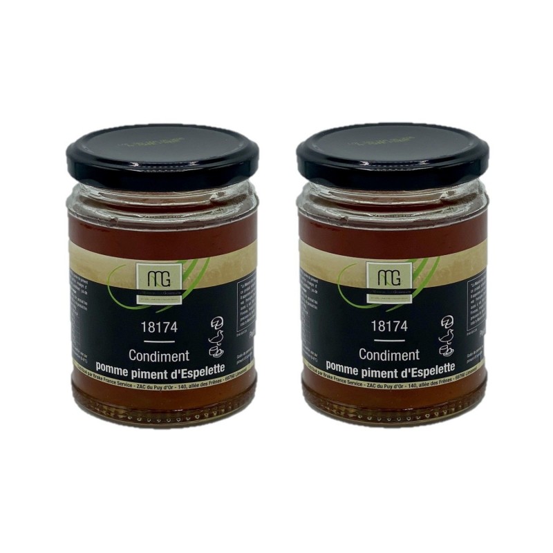 Lot 2x Condiment pomme piment d'Espelette - Maison des Gourmets - pot 310g