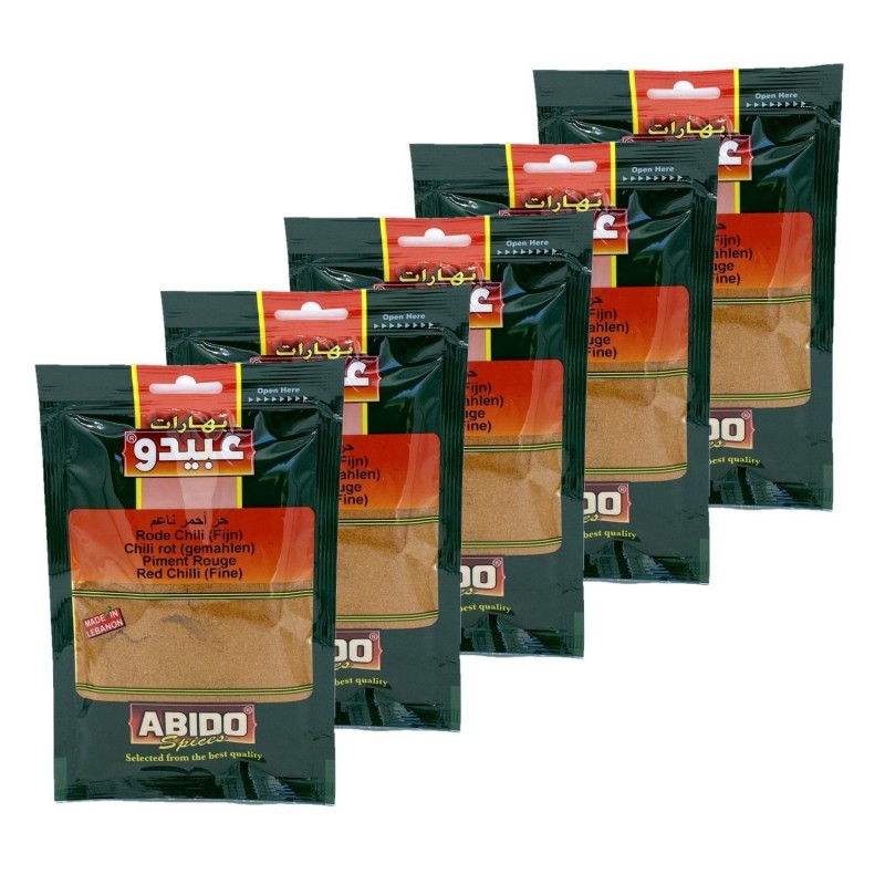 Lot 5x Épices piment rouge - Abido - sachet 50g