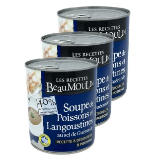 Lot 3x Soupe de poissons et langoustines au sel de Guérande - Boîte 800g