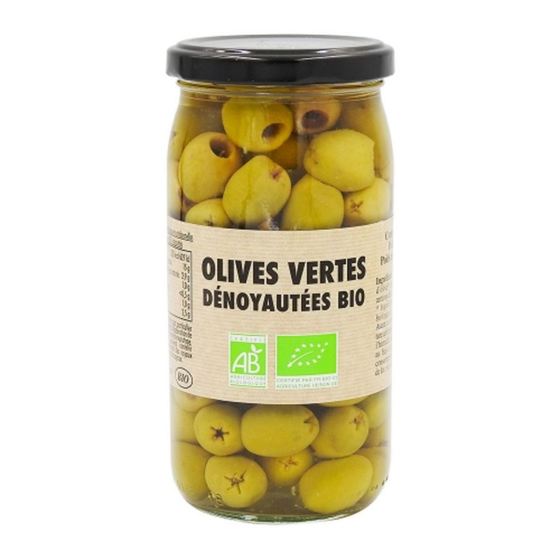 Olive verte dénoyautée BIO - Pot 370ml