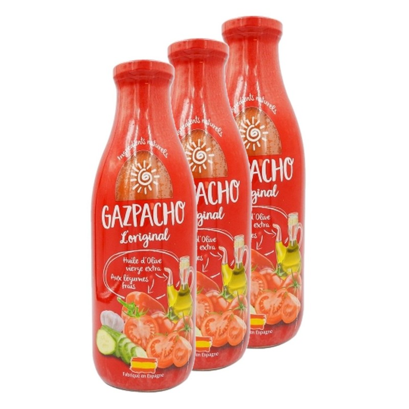 Lot 3x Gaspacho à la tomate - Bouteille 1L