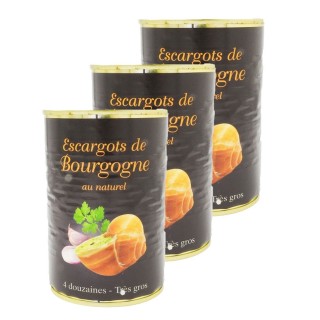 Lot 3x Escargots de Bourgogne au naturel - 4 douzaines - Boîte 400g