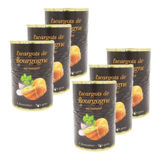 Lot 6x Escargots de Bourgogne au naturel - 4 douzaines - Boîte 400g