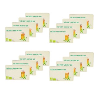 Lot 16x Thé vert menthe BIO - 20 sachets - Boîte 36g