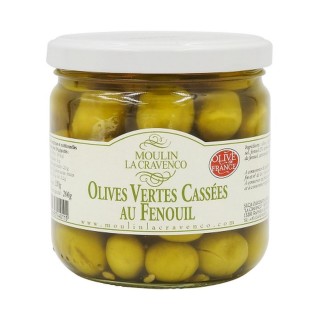 Olive verte cassée au fenouil - Pot 200g