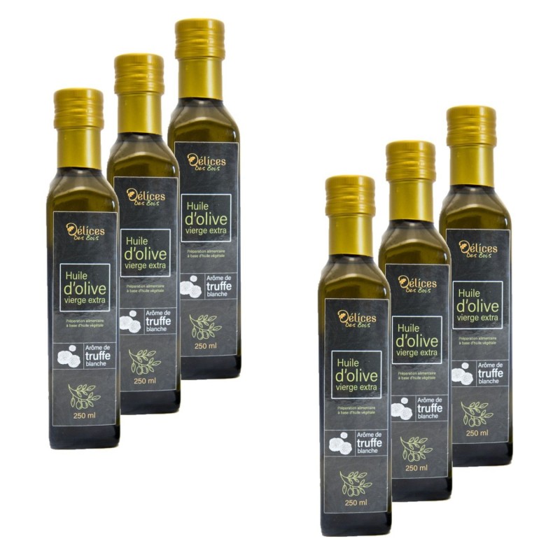 Lot 6x Huile d'olive à l'arôme de truffe blanche - Bouteille 250ml