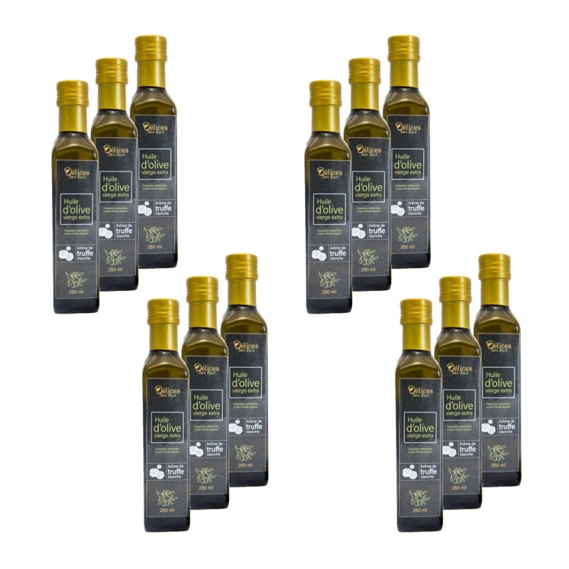 Lot 12x Huile d'olive à l'arôme de truffe blanche - Bouteille 250ml