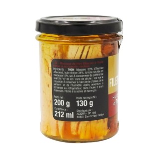 Filets de thon huile olive et tomates séchées - Pot 200g