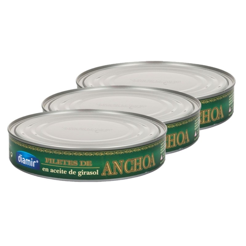 Lot 3x Filet anchois à l'huile tournesol - Boîte 495g