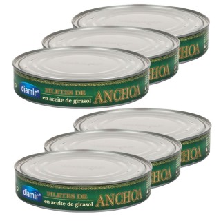 Lot 6x Filet anchois à l'huile tournesol - Boîte 495g